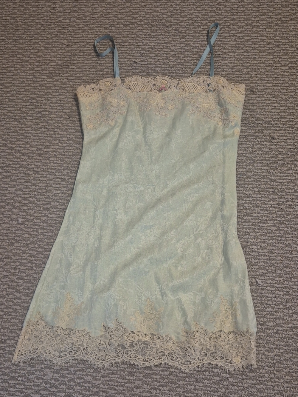 Never Been Worn Lace-Trim Slip Dress in Light Mint Green From Zara